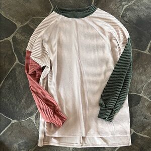 NWOT Colorblock Long Sleeve Ribbed Top